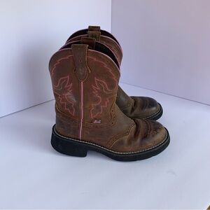 Brown and Pink Western Boots
